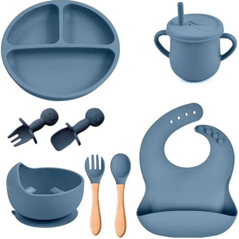 Kit Introdução Alimentar Bebê Utensílios de Silicone 8 Pçs BBL-54