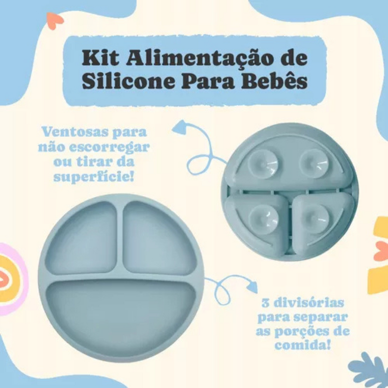 Kit Introdução Alimentar Bebê Utensílios de Silicone 8 Pçs BBL-54