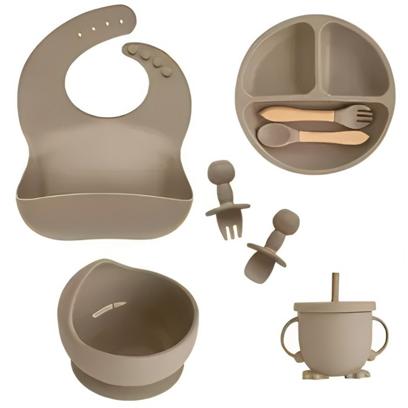 Kit Introdução Alimentar Bebê Utensílios de Silicone 8 Pçs BBL-54