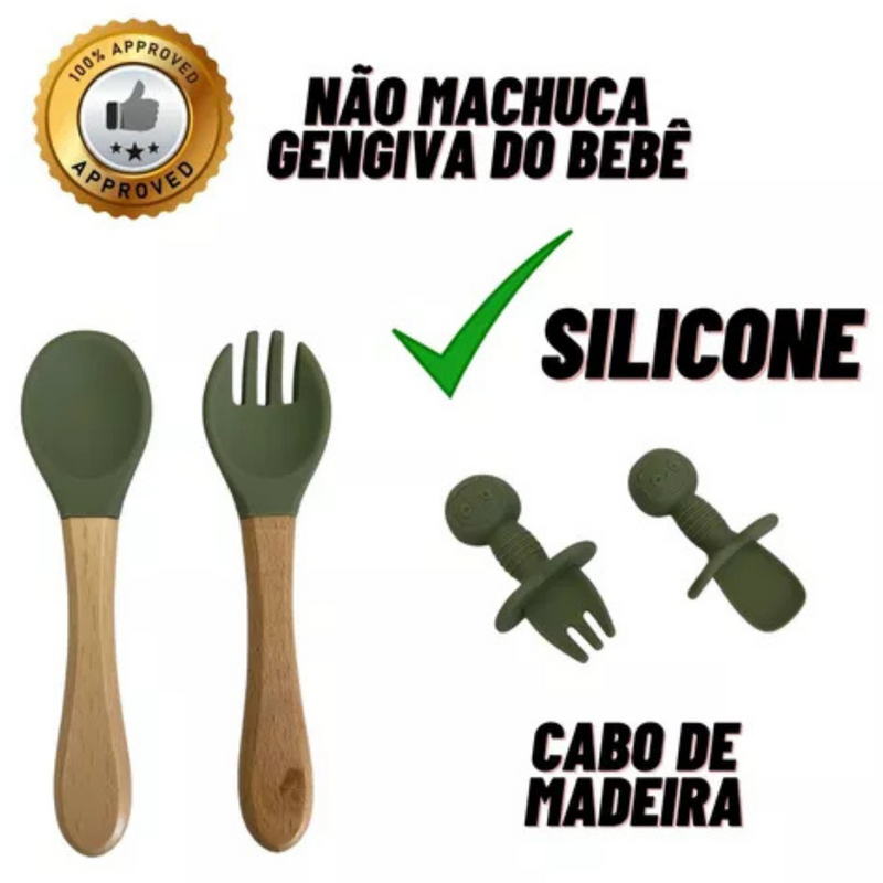 Kit Introdução Alimentar Bebê Utensílios de Silicone 8 Pçs BBL-54