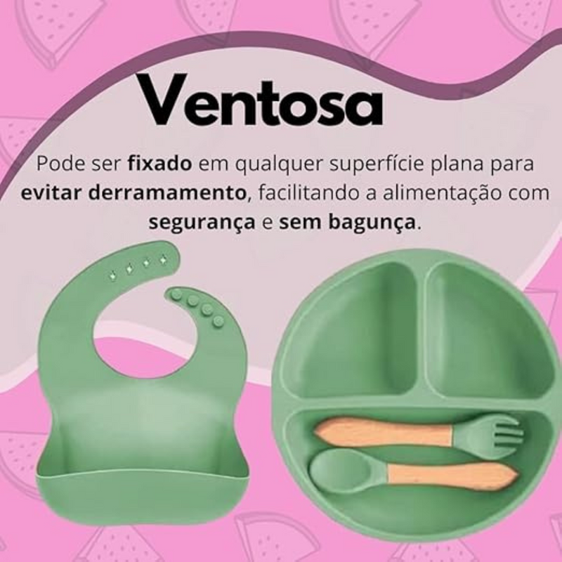 Kit Introdução Alimentar Bebê Utensílios de Silicone 8 Pçs BBL-54