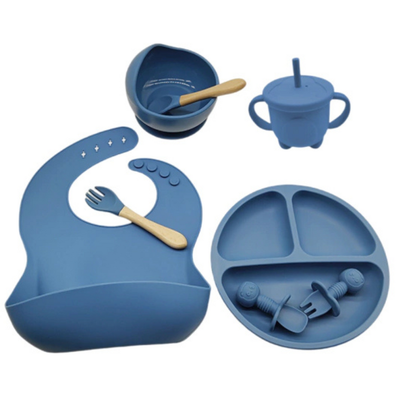 Kit Introdução Alimentar Bebê Utensílios de Silicone 8 Pçs BBL-54