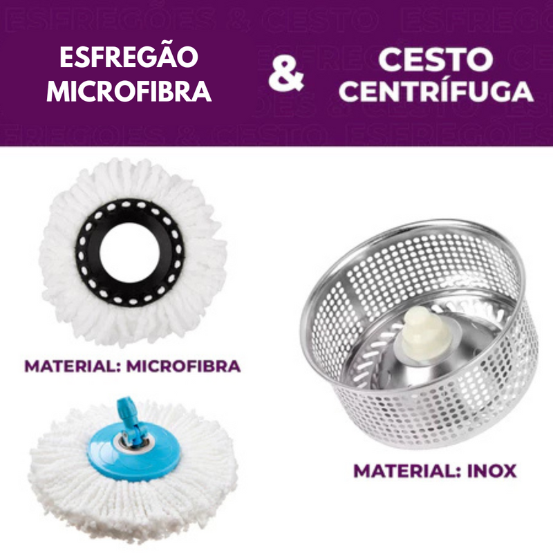 Mop Giratório 360° Cesto Inox Clean Tech 13L - CT0035