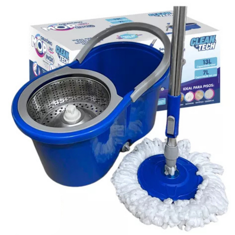 Mop Giratório 360° Cesto Inox Clean Tech 13L - CT0035