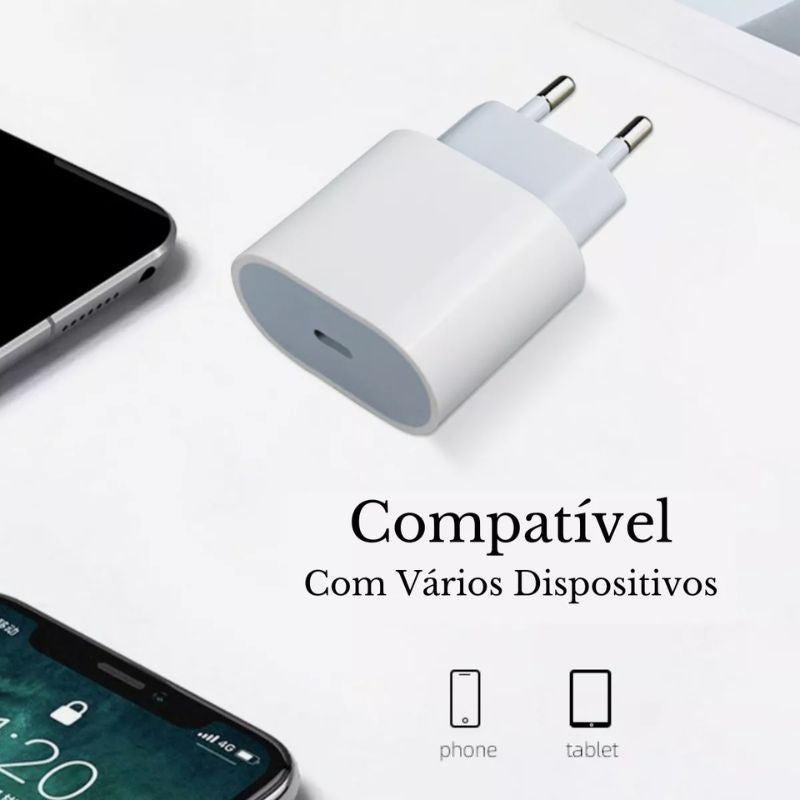 Fonte Carregador Turbo Tipo C Compatível para Iphone