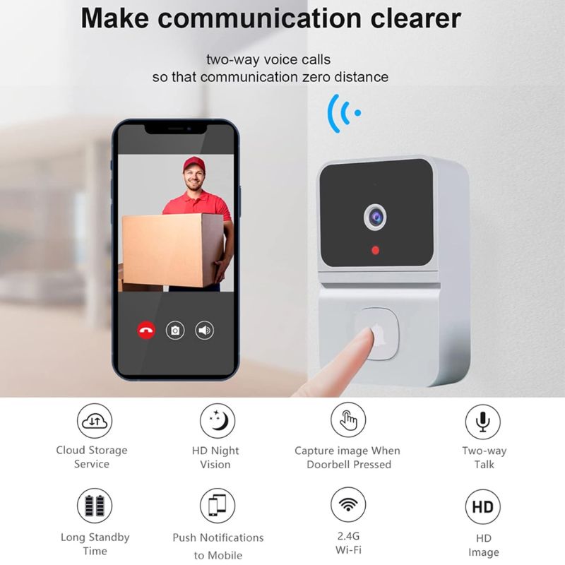 Campainha de vídeo inteligente WIFI com visão noturna com App Premium