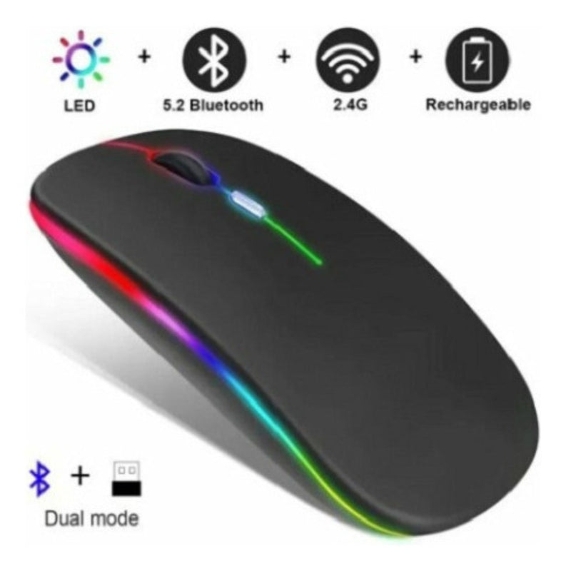 Mouse sem Fio Bluetooth Recarregável LED