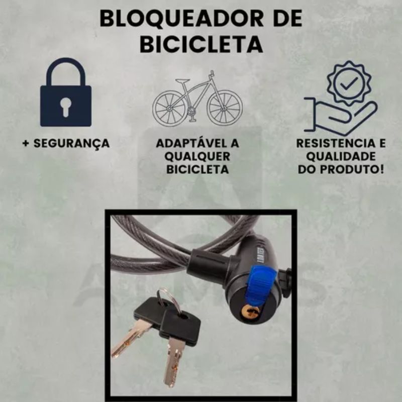 Cadeado Bicicleta Bloqueador Trava Chave Cabo Aço Reforçado