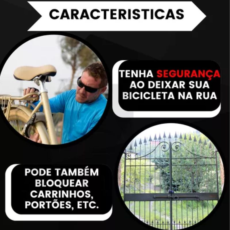 Cadeado Bicicleta Bloqueador Trava Chave Cabo Aço Reforçado