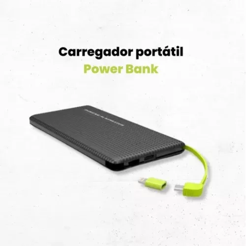 Bateria Carregador Portátil 10000mAh: Ideal para Viagens.