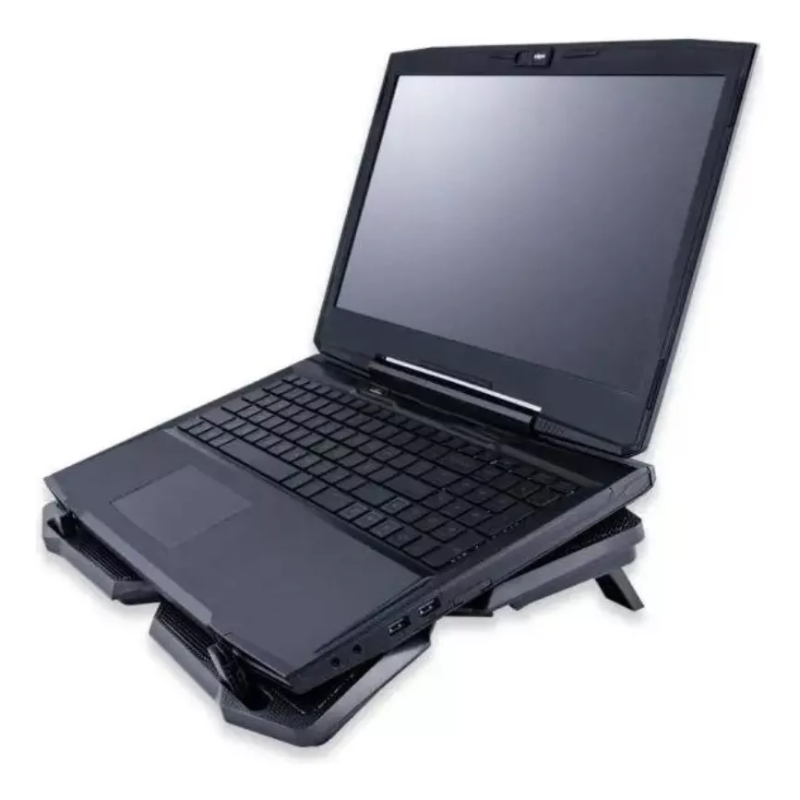 Base Com 2 Coolers Para Notebook Regulável Cor Preto