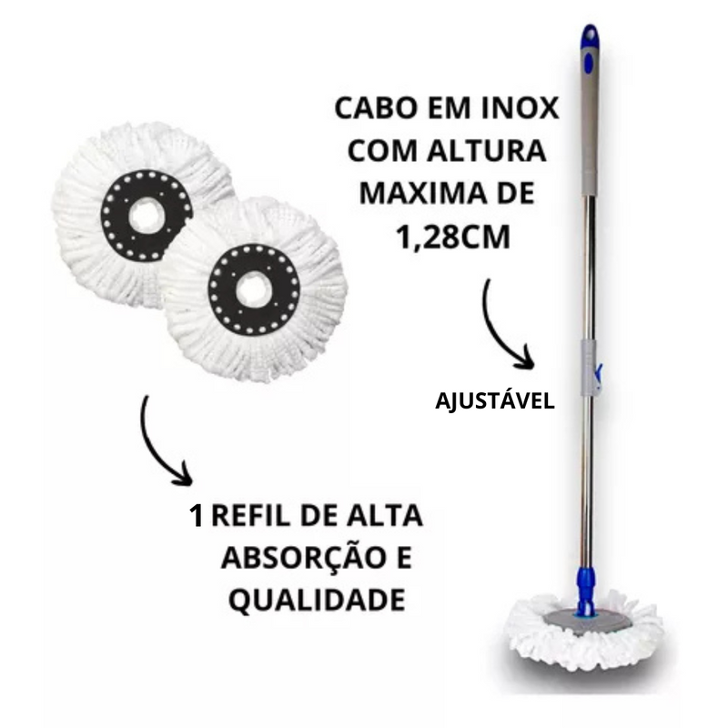 Mop Giratório 360° Cesto Inox Clean Tech 13L - CT0035